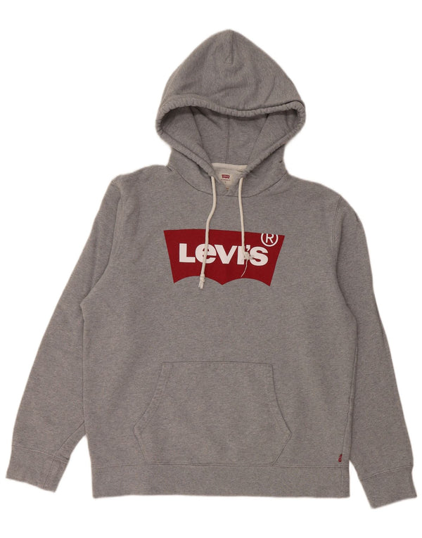 LEVI'S Mens Standard Standard Fit Graphic Hoodie Jumper Large Grey Cotton