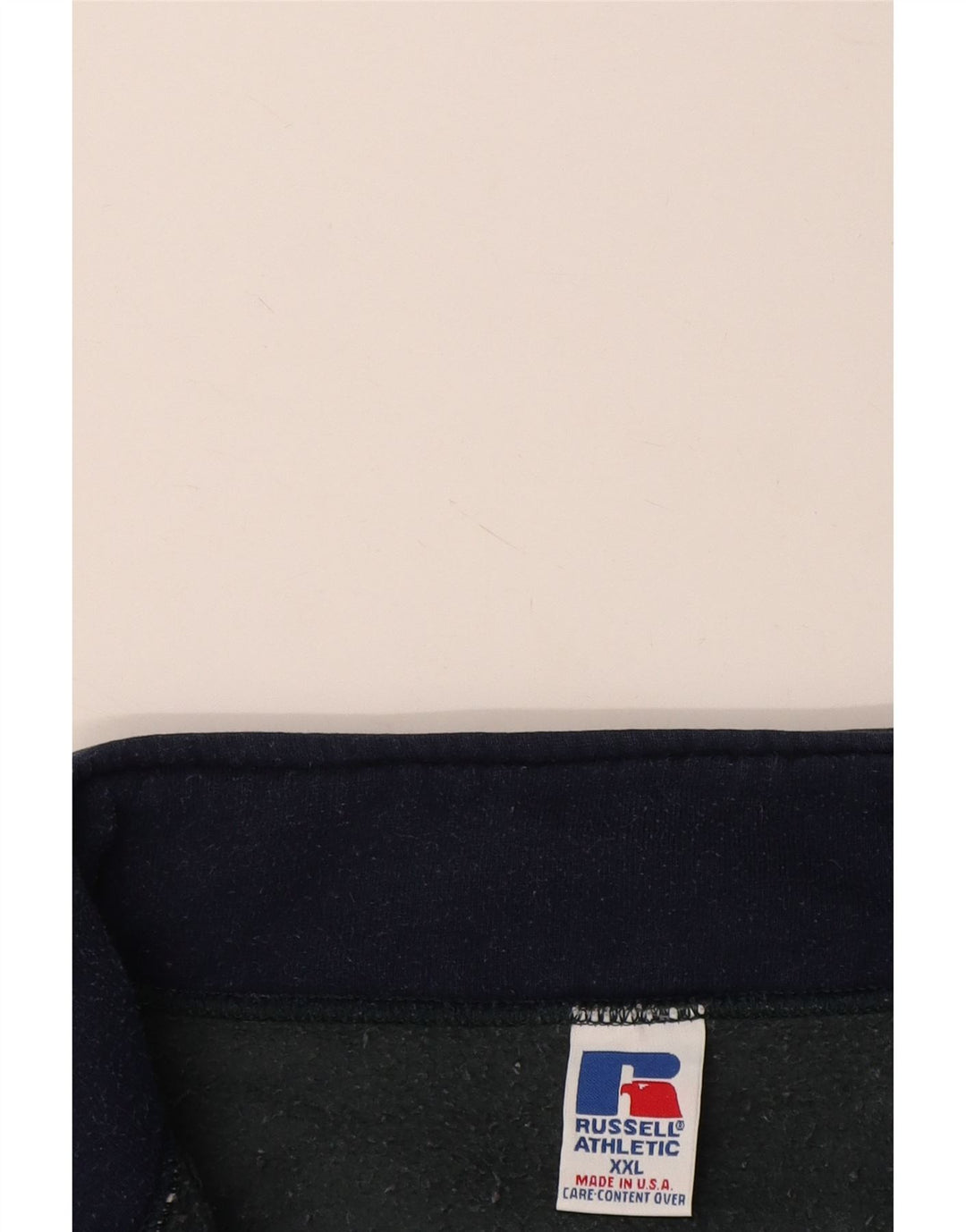 RUSSELL ATHLETIC Mens Zip Neck Sweatshirt Jumper 2XL Blue Cotton