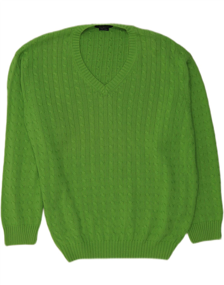 MCNEAL Mens V-Neck Jumper Sweater 2XL Green Cotton Vintage McNeal and Second-Hand McNeal from Messina Hembry 