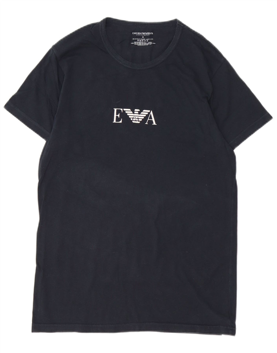 Emporio Armani Mens Graphic T-Shirt Top Medium Black Cotton