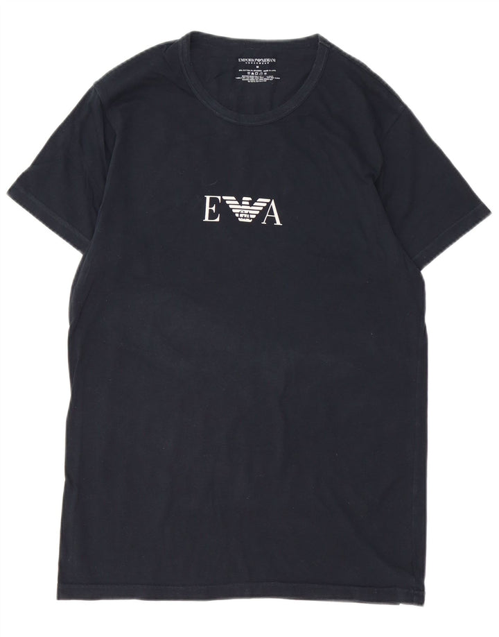 Emporio Armani Mens Graphic T-Shirt Top Medium Black Cotton