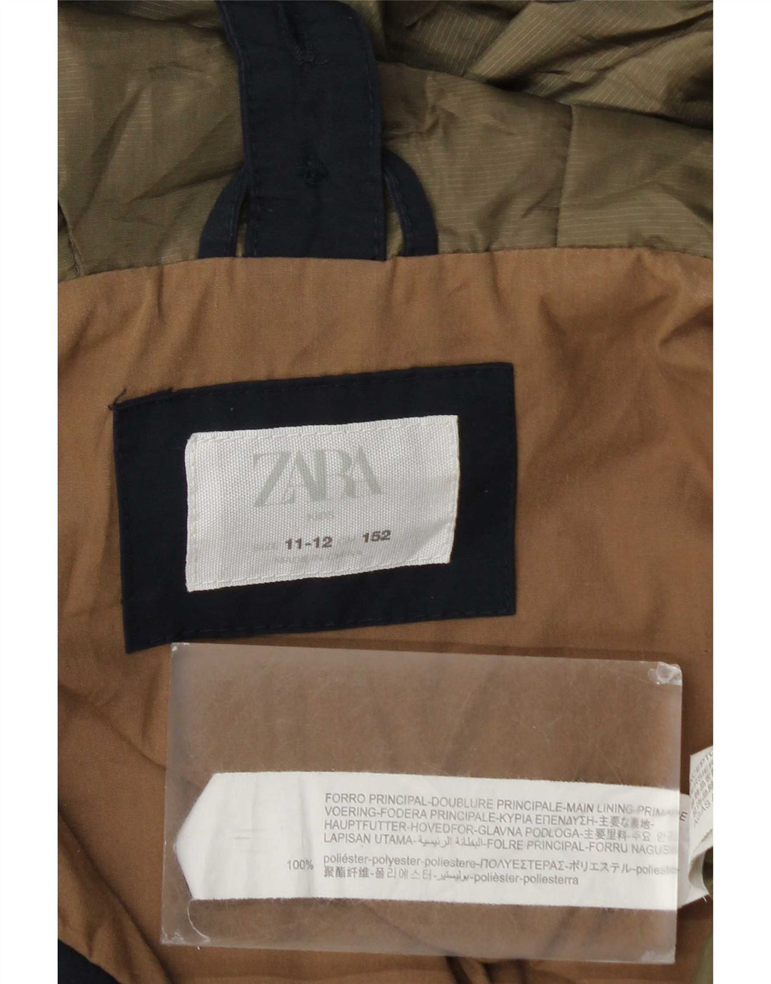 Zara Boys Hooded Windbreaker Jacket 11-12 Years Navy Blue Polyester