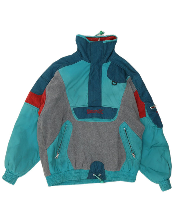 Brunik Mens Anorak Fleece Jacket UK 40 Large Blue Colourblock Polyester