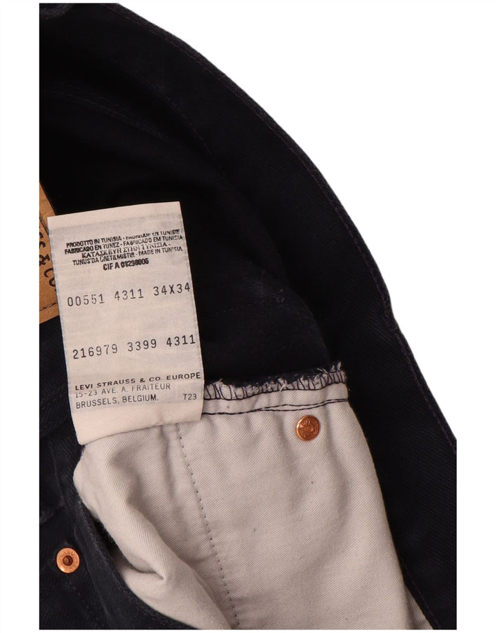 Levi's Mens 551 Straight Jeans W34 L30 Navy Blue Cotton
