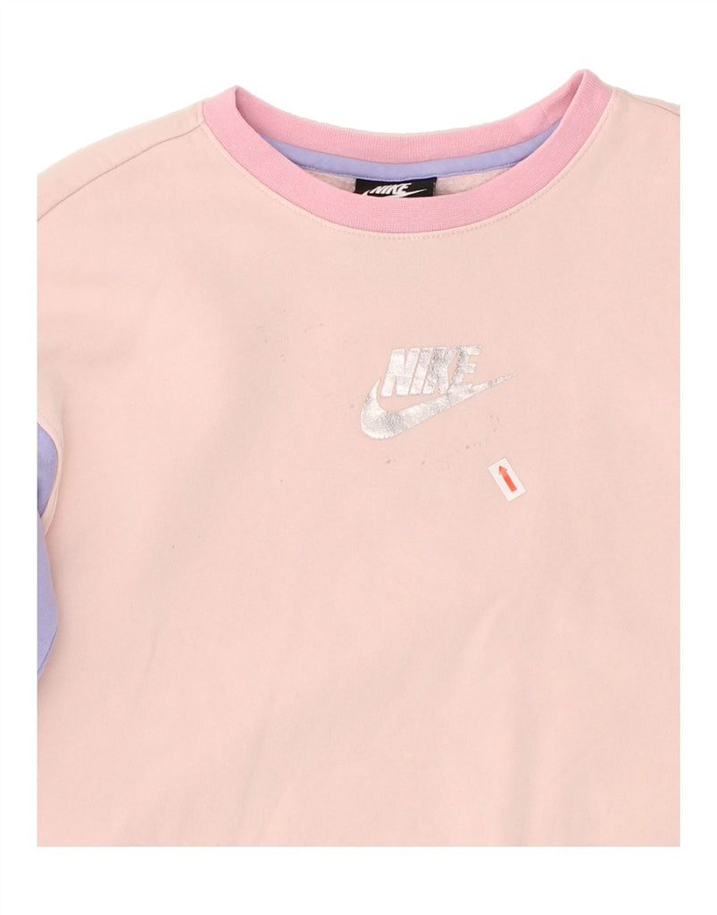 NIKE Girls Standard Fit Jumper Dress 10-11 Years Medium Pink Colourblock | Vintage Nike | Thrift | Second-Hand Nike | Used Clothing | Messina Hembry 