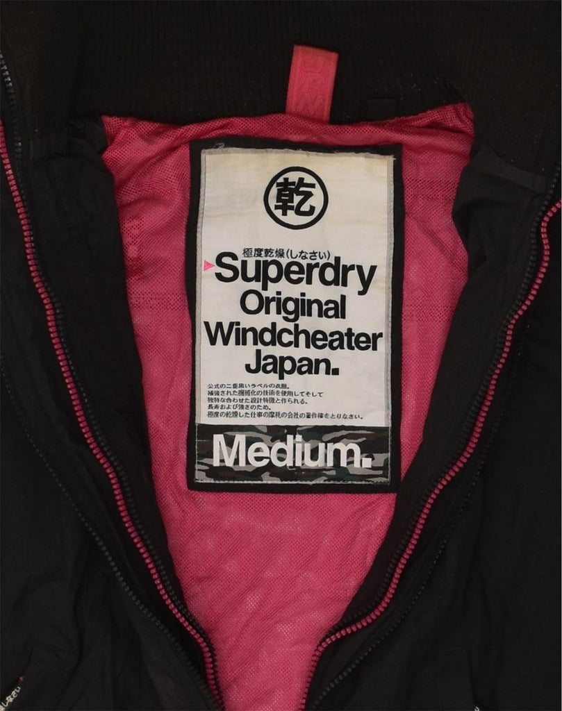 SUPERDRY Womens The Windcheater Hooded Rain Jacket UK 14 Medium Black | Vintage Superdry | Thrift | Second-Hand Superdry | Used Clothing | Messina Hembry 