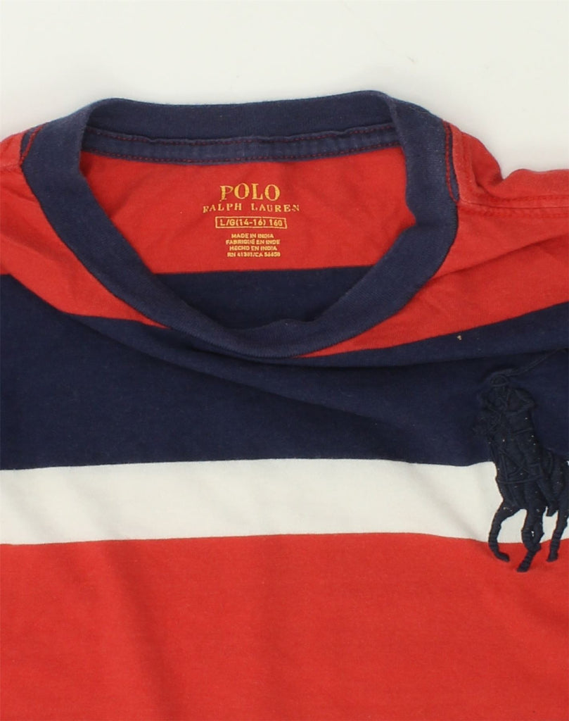 POLO RALPH LAUREN Boys T-Shirt Top 14-15 Years Large  Red Striped Cotton | Vintage Polo Ralph Lauren | Thrift | Second-Hand Polo Ralph Lauren | Used Clothing | Messina Hembry 