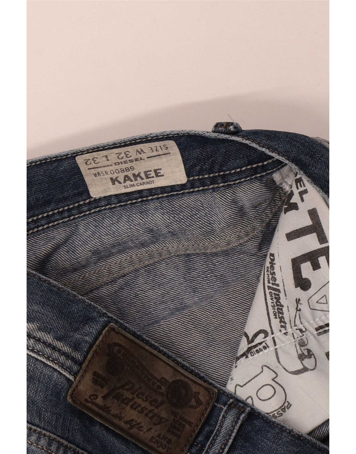 Diesel Mens Kakee Distressed Carrot Slim Jeans W32 L32 Blue Cotton