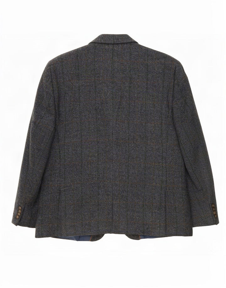 Harris Tweed Mens 2 Button Blazer Jacket IT 52 XL Grey Check Wool
