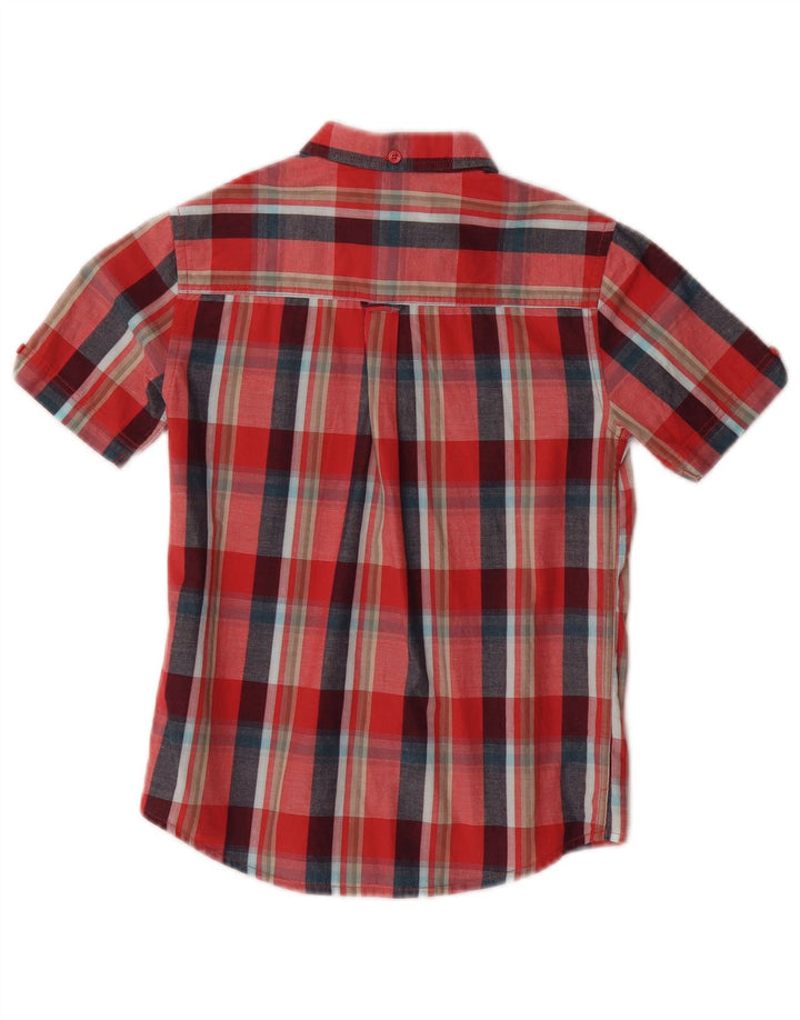 BEN SHERMAN Boys Short Sleeve Shirt 8-9 Years Red Check Cotton