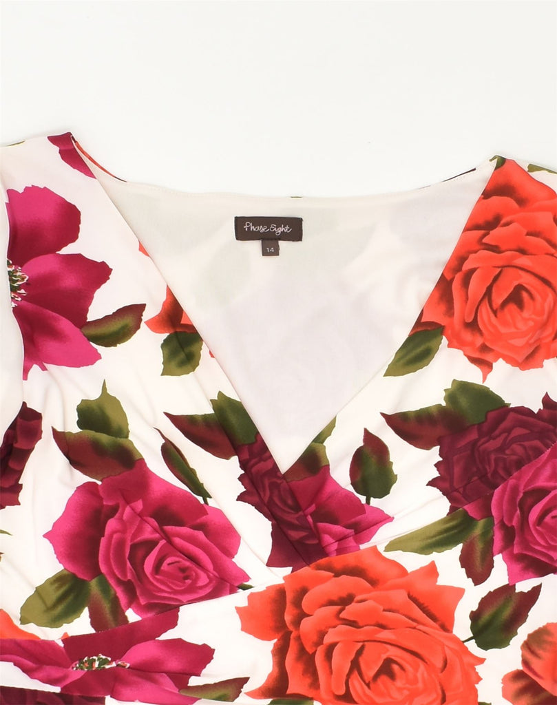 PHASE EIGHT Womens Sleeveless Sheath Dress UK 14 Medium White Floral | Vintage Phase Eight | Thrift | Second-Hand Phase Eight | Used Clothing | Messina Hembry 