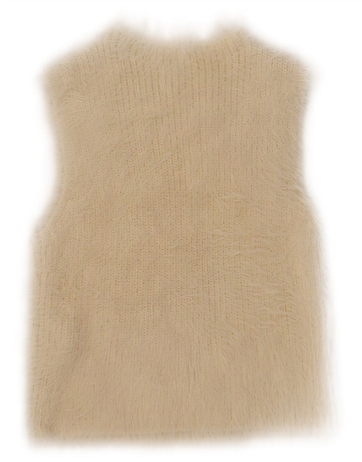 Zara Womens Crop Vest Tank Top UK 14 Large Beige Polyamide