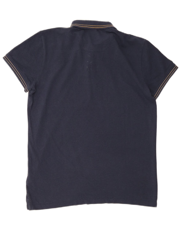 Wrangler Mens Polo Shirt Large Navy Blue Cotton