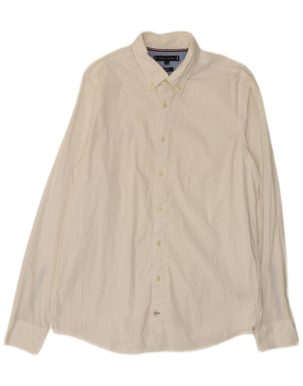 Tommy Hilfiger Mens Slim Fit Shirt Large White Cotton