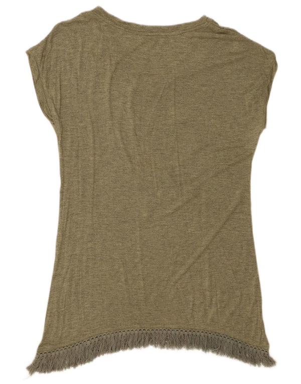 Desigual Womens Graphic T-Shirt Top UK 12 Medium Green