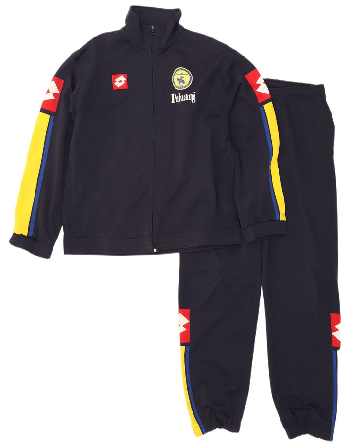 Lotto Mens Graphic Full Tracksuit Large  Navy Blue Colourblock Polyester