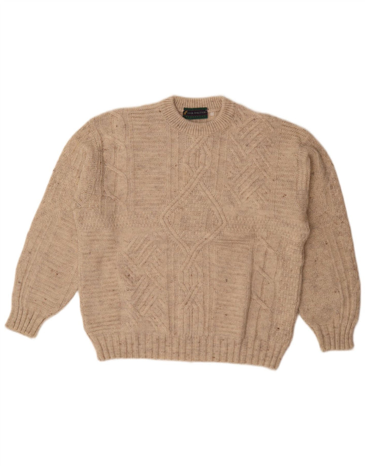 Luca D'altieri Mens Loose Fit Crew Neck Jumper Sweater IT 50 Medium Beige