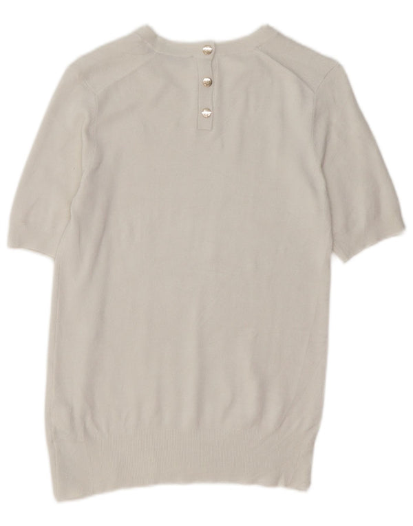 Zara Womens Short Sleeve Boat Neck Jumper Sweater UK 12 Medium White