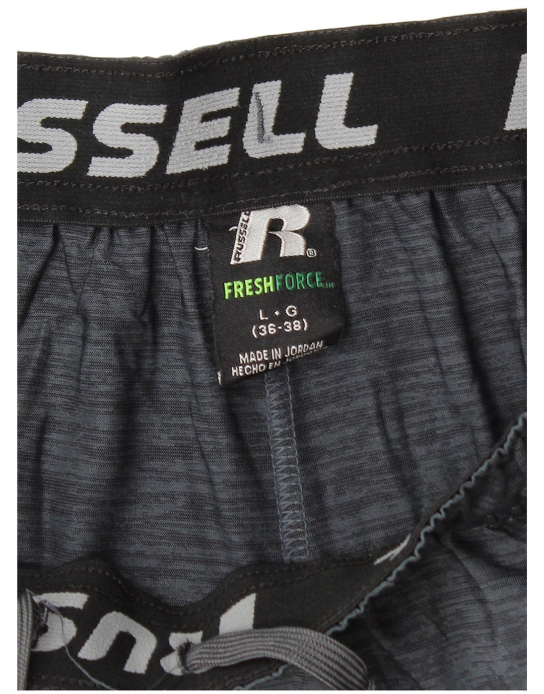 RUSSELL ATHLETIC Mens Dri-Power Sport Shorts Large  Grey Colourblock