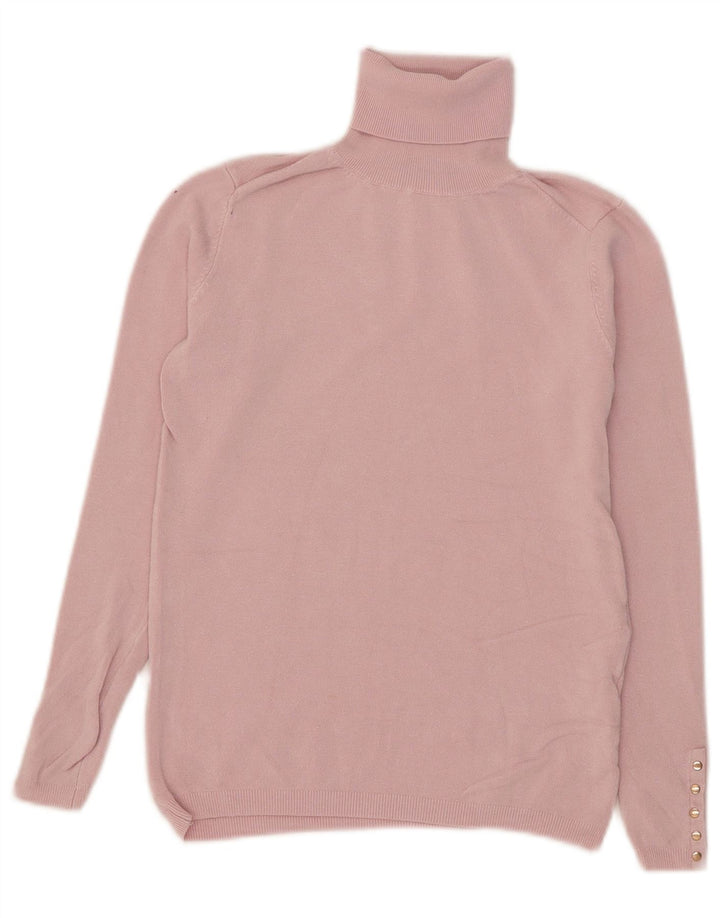 Zara Womens Roll Neck Jumper Sweater UK 10 Small Pink Viscose