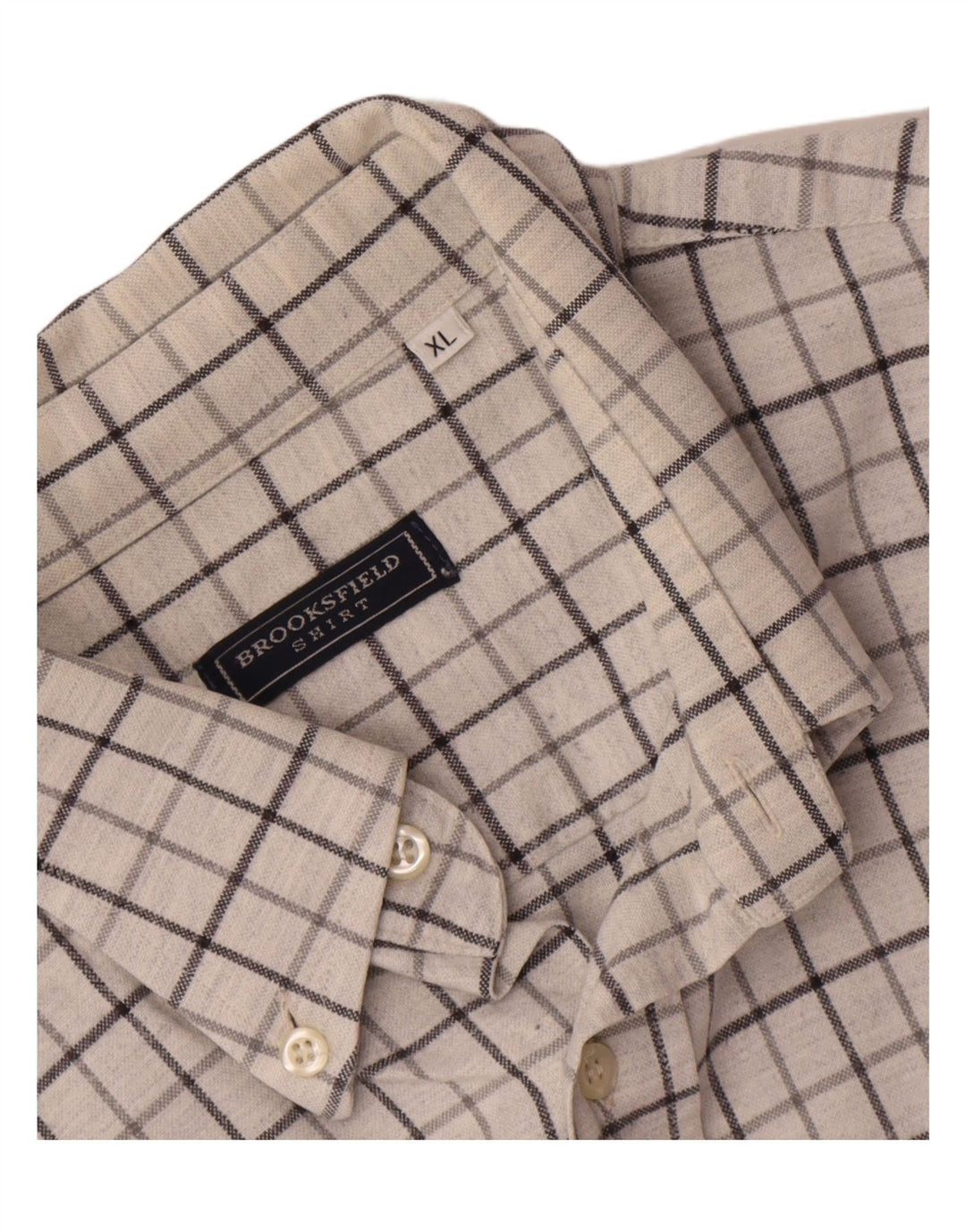 Brooksfield Mens Shirt XL White Check Cotton