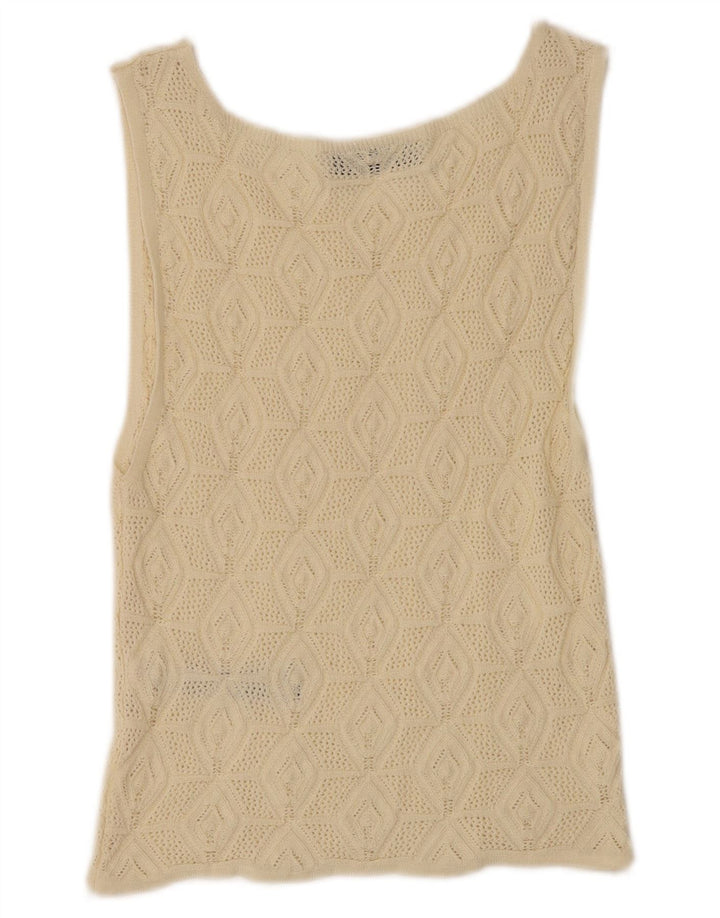 Zara Womens Knit Vest Top UK 14 Large Beige Polyamide