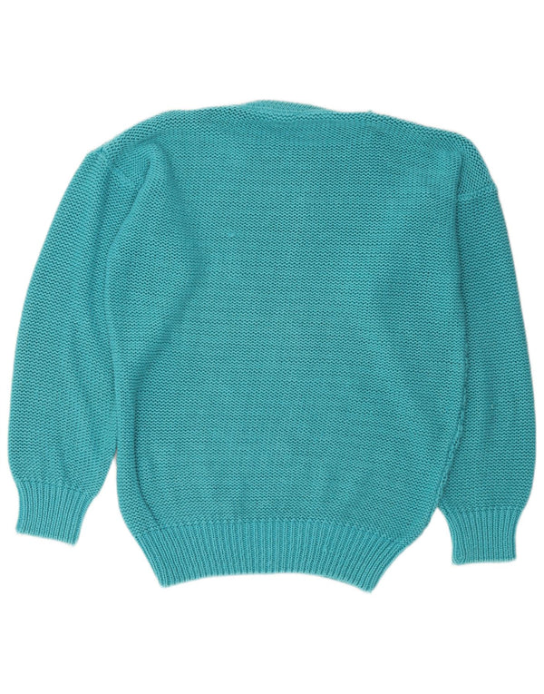 Vintage Womens Crew Neck Jumper Sweater EU 36/38 Medium Blue Cotton