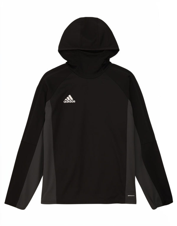 Adidas Mens Hoodie Jumper Large Black Colourblock Polyester Sports