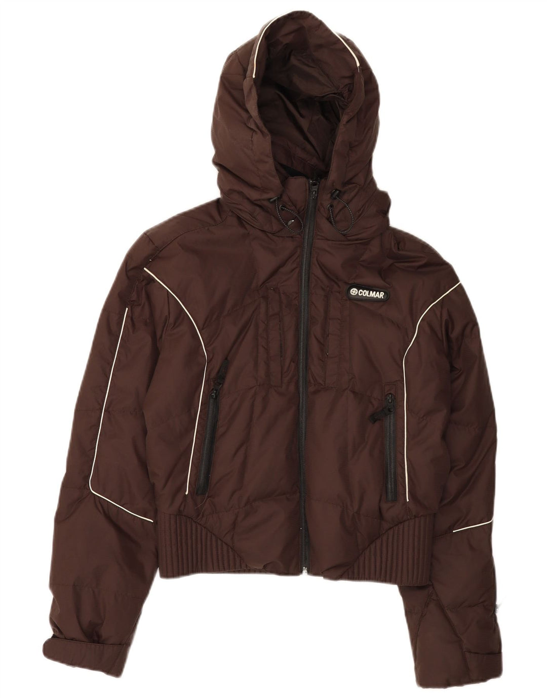 Colmar Womens Hooded Padded Jacket IT 42 Medium Brown Polyamide