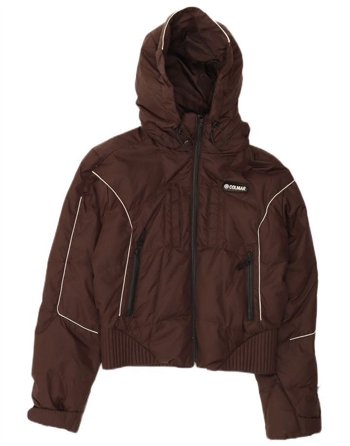 Colmar Womens Hooded Padded Jacket IT 42 Medium Brown Polyamide