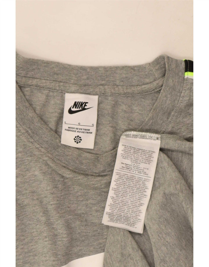 Nike Mens Graphic T-Shirt Top Large Grey Colourblock Cotton