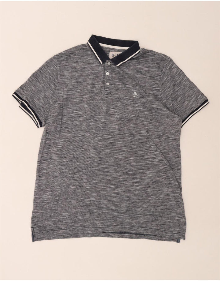 PENGUIN Mens Polo Shirt XL Grey Flecked Cotton