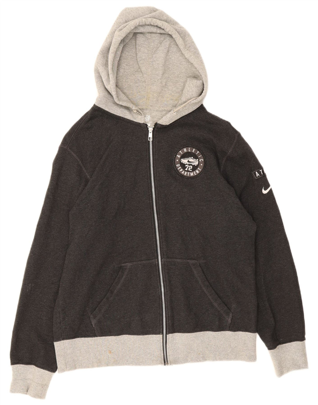 Nike Mens Graphic Zip Hoodie Sweater Large Grey Cotton
