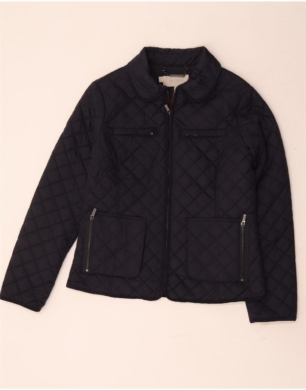 Hobbs Womens Quilted Jacket UK 12 Medium Navy Blue Polyamide