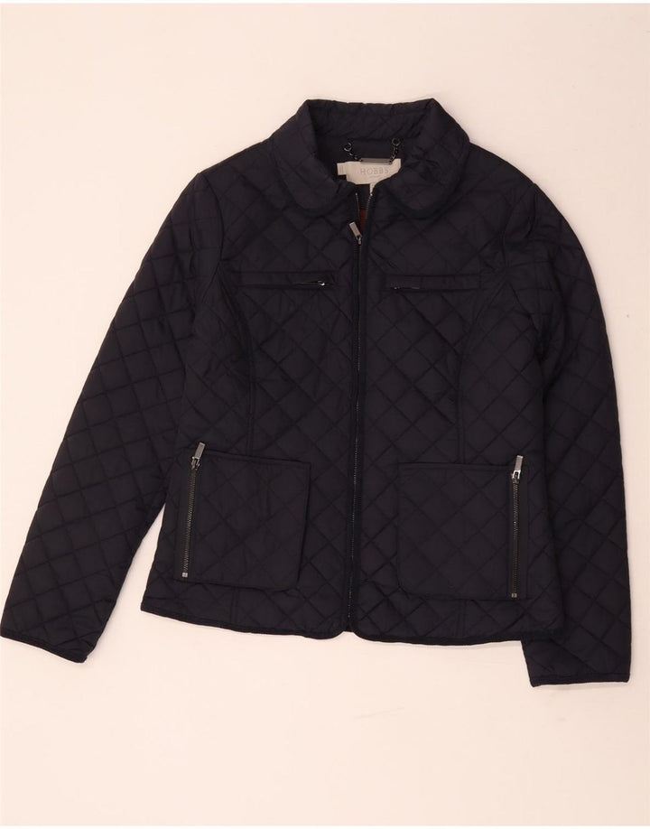 Hobbs Womens Quilted Jacket UK 12 Medium Navy Blue Polyamide