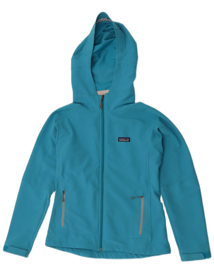 Patagonia Womens Hooded Windbreaker Jacket UK 14 Medium Turquoise Polyester