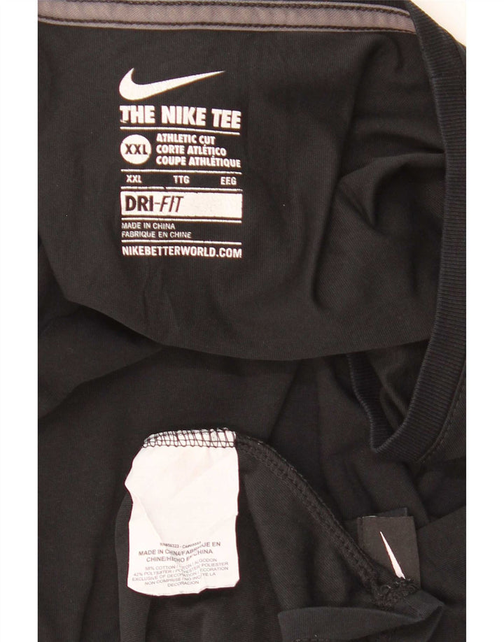 Nike Mens Dri Fit T-Shirt Top 2XL Black Cotton
