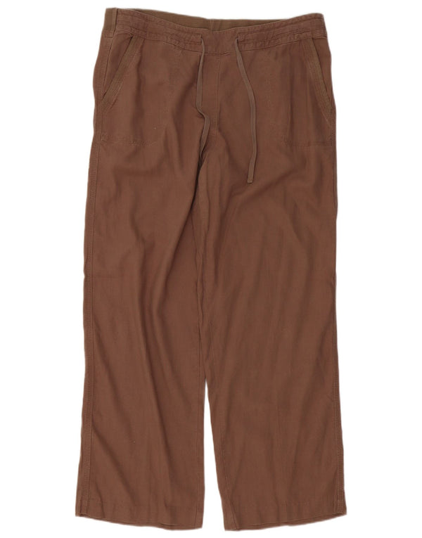 Marks & Spencer Womens Loose Fit Casual Trousers UK 16 Large W34 L28 Brown