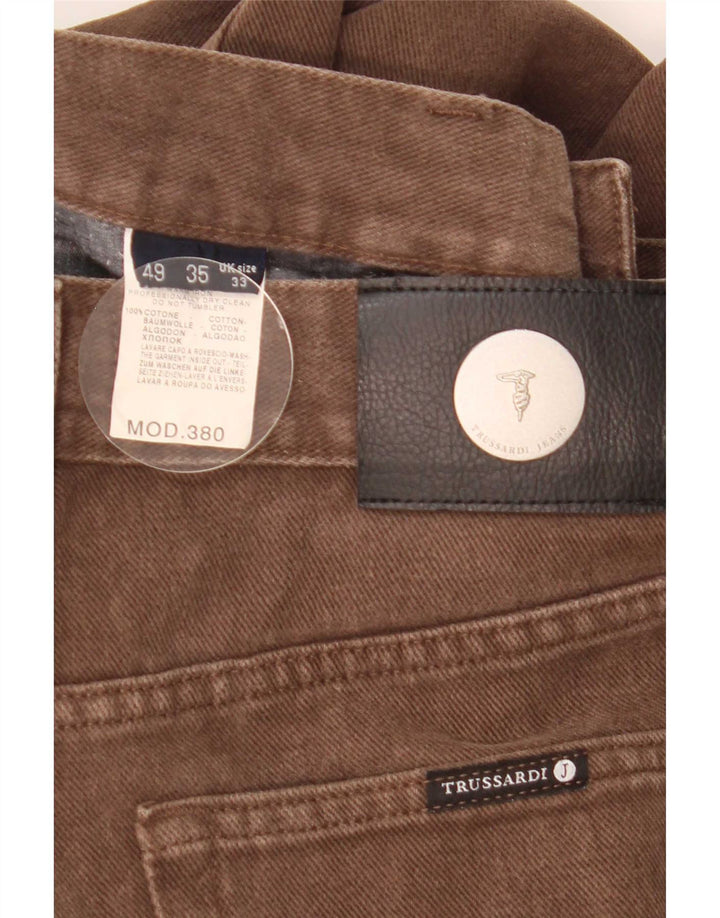 Trussardi Mens Straight Jeans W33 L30 Brown Cotton