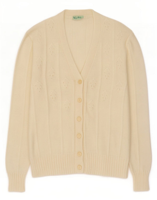 Vintage Womens Cardigan Sweater UK 14 Medium Off White Mohair