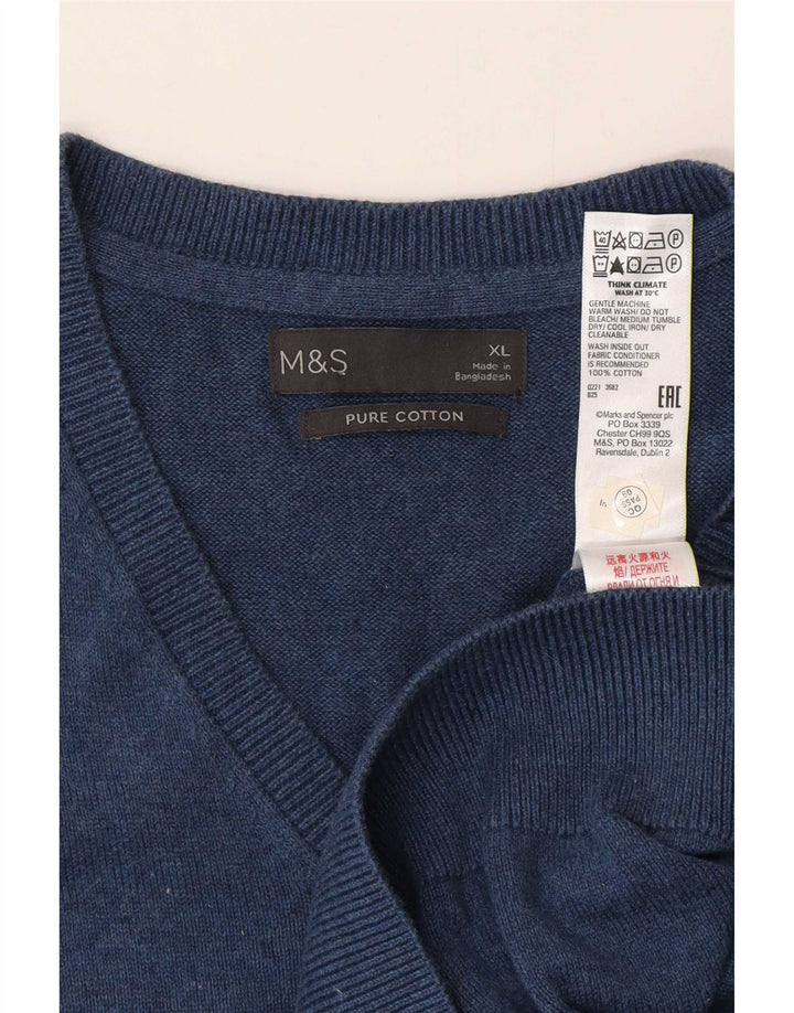 Marks & Spencer Mens Vest Tank Top XL Navy Blue Cotton
