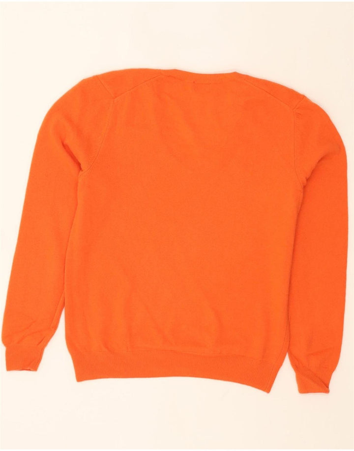 BENETTON Womens V-Neck Jumper Sweater UK 14 Medium Orange Vintage Benetton and Second-Hand Benetton from Messina Hembry 