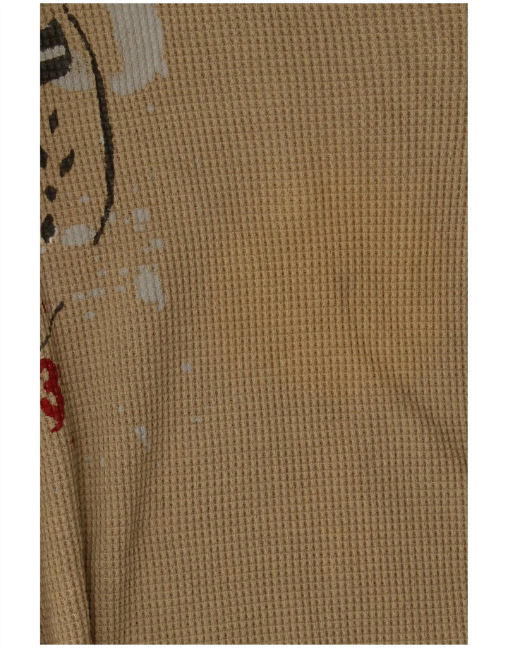 Timberland Mens Graphic Top Long Sleeve Large Beige Cotton