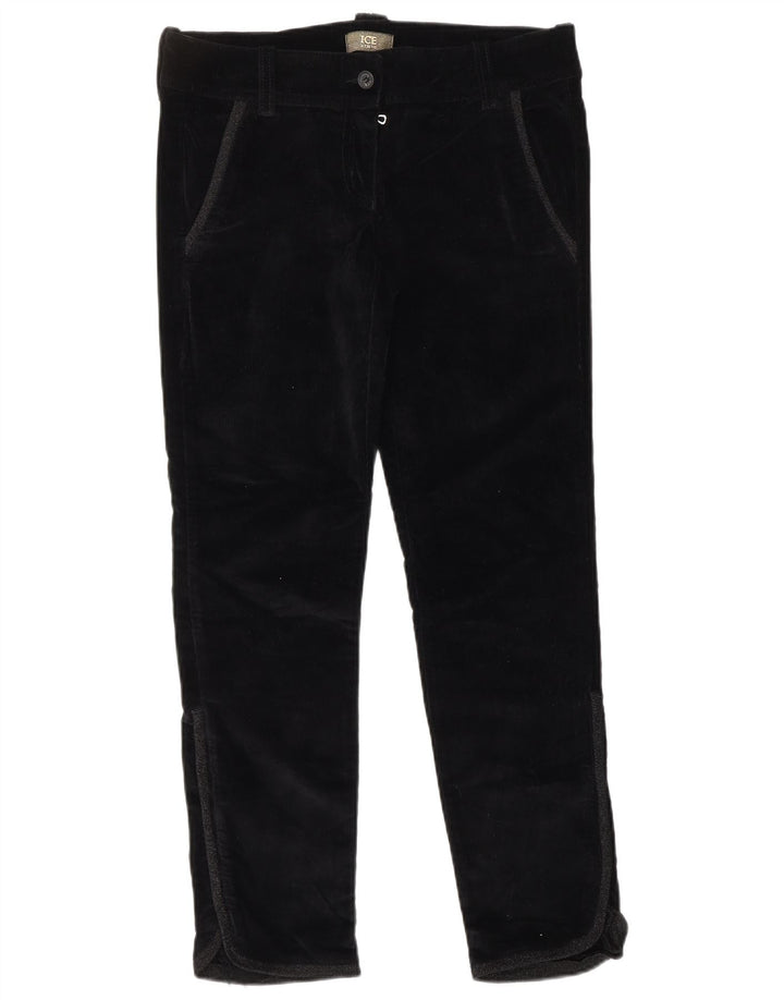 ICEBERG Womens Straight Corduroy Trousers W28 L27 Black Cotton
