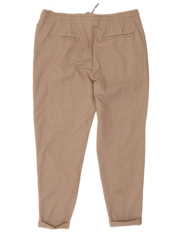 Zara Womens Slim Cropped Trousers XL W34 L26 Beige Polyester