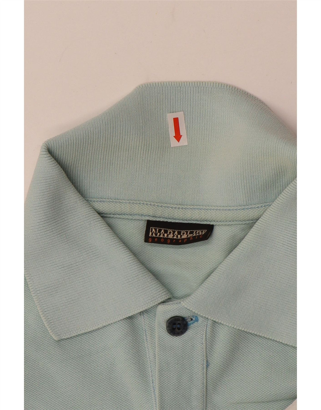 NAPAPIJRI Mens Geographic Polo Shirt Small Blue Colourblock Cotton