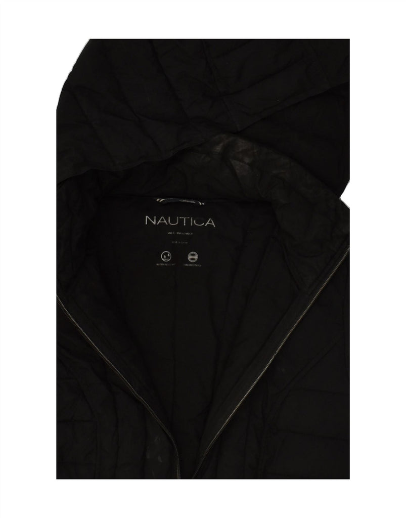 NAUTICA Womens Hooded Padded Jacket UK 10 Small Black Polyester | Vintage Nautica | Thrift | Second-Hand Nautica | Used Clothing | Messina Hembry 