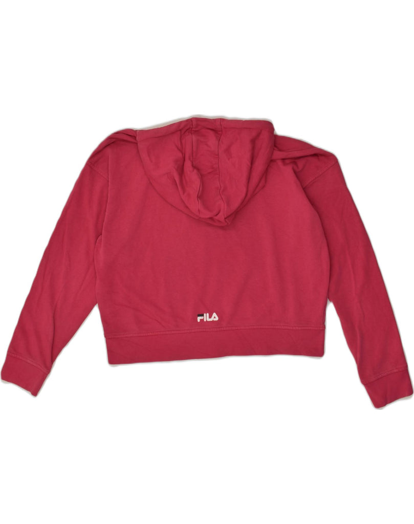 FILA Womens Graphic Hoodie Jumper UK 10 Small Red Cotton | Vintage Fila | Thrift | Second-Hand Fila | Used Clothing | Messina Hembry 