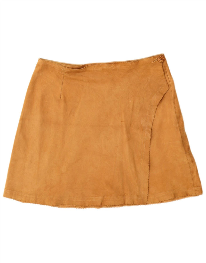 Stefanel Womens Suede Wrap Skirt IT 44 Medium W28  Brown Leather