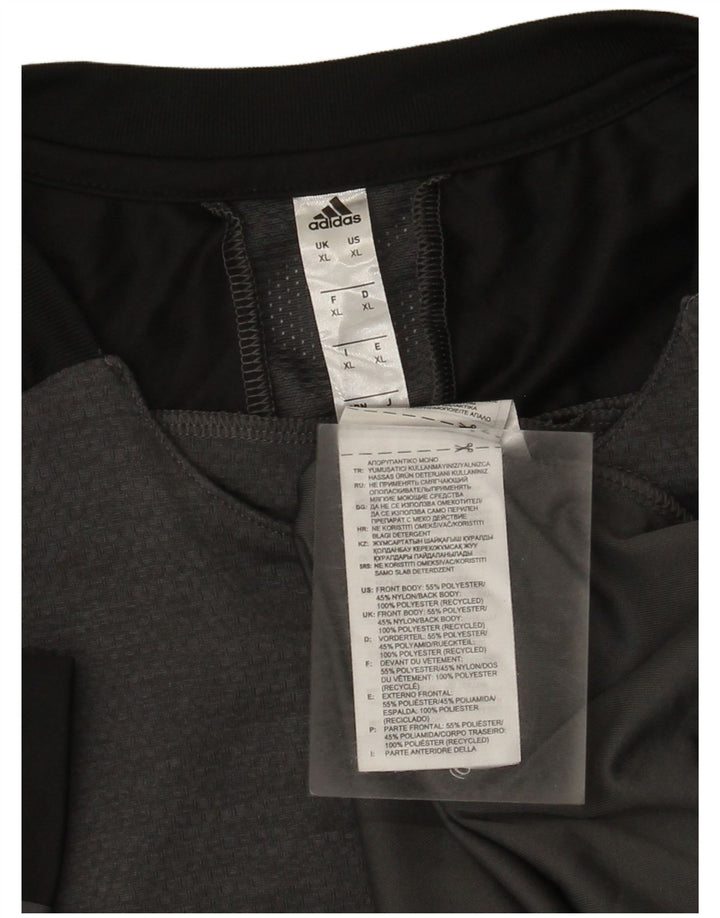 Adidas Mens T-Shirt Top XL Grey Colourblock Polyester